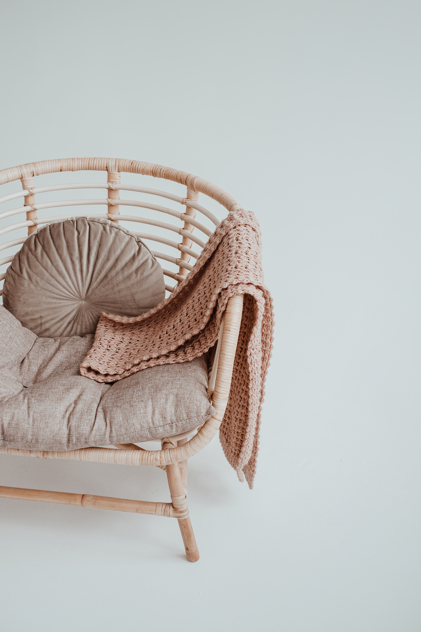 Knitted Throw on a Wooden Chair